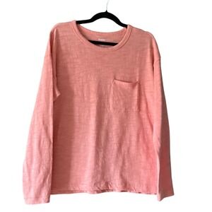 SONOMA‎ Goods for Life Womens Coral Pink Long Sleeve Pocket T Shirt Size L